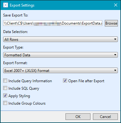 Export Settings